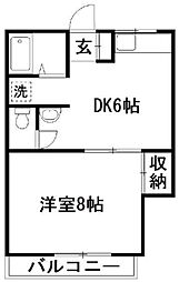 シャトルハウスII 1階1DKの間取り