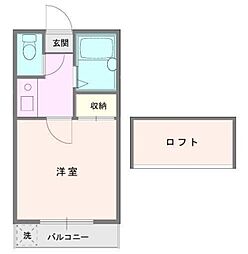 リブレス八木崎 1DKの間取図画像