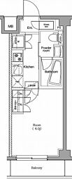 プレミアムキューブ品川戸越DEUX 1Kの間取図画像
