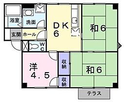フォンテーヌシャトレI 1階3DKの間取り