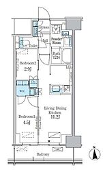 パークアクシス新宿百人町 2階2LDKの間取り