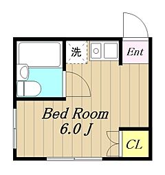 サニースクエア 1階ワンルームの間取り