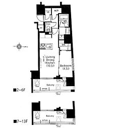 フレンシア四谷左門町 1LDKの間取図画像