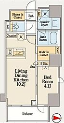 クレストコート木場 1LDKの間取図画像