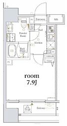 ログ文京千駄木 8階1Kの間取り