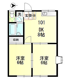 エステートピア能見台 2DKの間取図画像