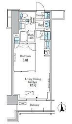 JR総武線 大久保駅 徒歩6分の賃貸マンション 5階1LDKの間取り