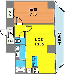 グルーブ神戸元町アリア 2階1LDKの間取り