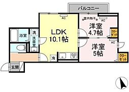 レクシア南花畑 2LDKの間取図画像
