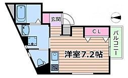 リエット ワンルームの間取図画像