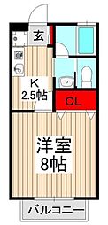 アヴェニューおおわだA 1Kの間取図画像
