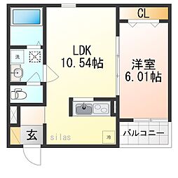 Fstyle柏原上市 1LDKの間取図画像