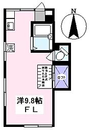 ひかりハイツ 2階ワンルームの間取り