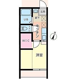 ティアラ緑が丘III 2階1Kの間取り