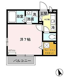 カメリア 1Kの間取図画像