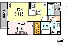 D Paina 田尻町 1LDKの間取図画像
