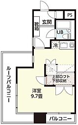 ロイヤルハイネス 1Kの間取図画像