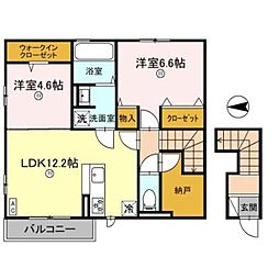 山陽電鉄本線 東二見駅 徒歩15分の賃貸アパート 2階2LDKの間取り