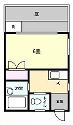 コスモ小林 1階1Kの間取り
