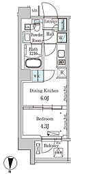 パークアクシス吾妻橋 7階1DKの間取り