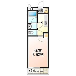 碧空館 1Kの間取図画像