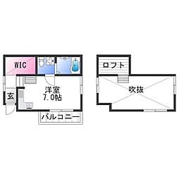 ルフトゼロ　A 1階ワンルームの間取り