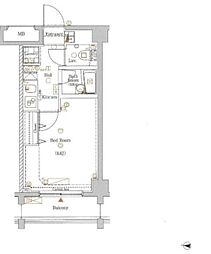 ブランノアール東武練馬 2階1Kの間取り