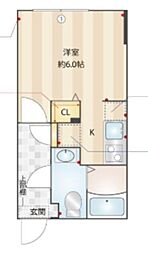 ブランシェ不動前 ワンルームの間取図画像