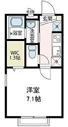 ネギビレッヂ参番館 2階1Kの間取り