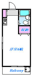 三浩ハイム ワンルームの間取図画像