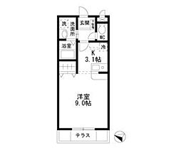 ジュネス　ドミール 2階ワンルームの間取り