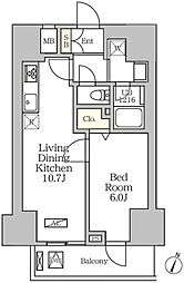 コートレジデンス南大塚 4階1LDKの間取り