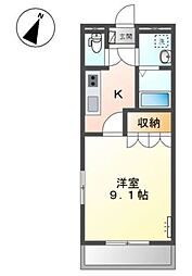 サニーコート南山B 1Kの間取図画像