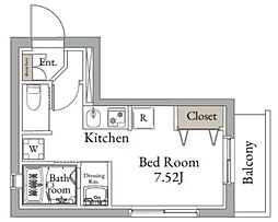ヴィンテージＣＩＴＹ月島 4階ワンルームの間取り