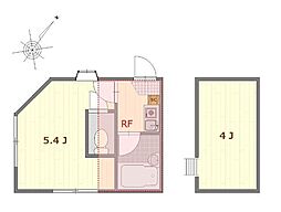 メゾン・ド・ブラン平和台 1階1Kの間取り