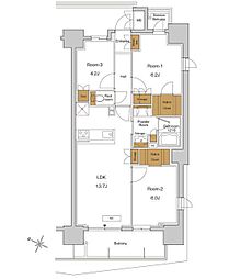 ＲＪＲプレシア東十条ガーデン 10階3LDKの間取り