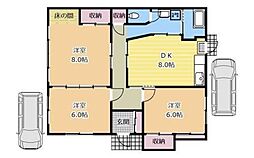 コーポ内田 1階3DKの間取り