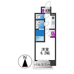 エスリード大阪イーストエッジ 1Kの間取図画像