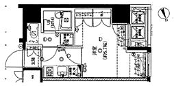 グランフォース五反田 1Kの間取図画像