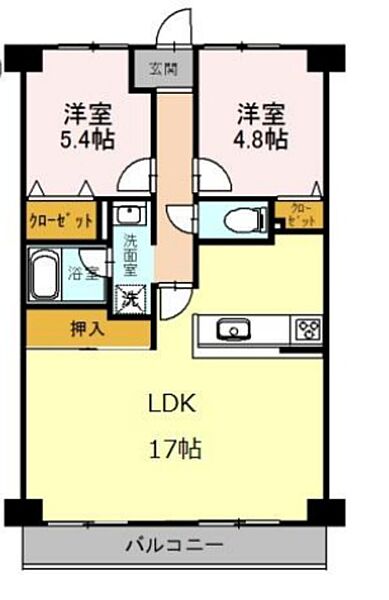 フェリーチェ和泉 ｜大阪府和泉市伯太町１丁目(賃貸マンション2LDK・2階・58.00㎡)の写真 その2