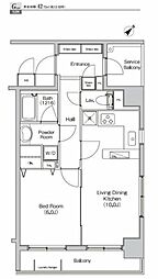プライムアーバン月島 1LDKの間取図画像