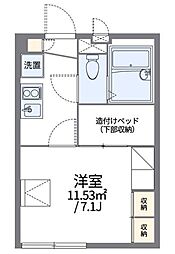 レオパレスエムワン 3階1Kの間取り