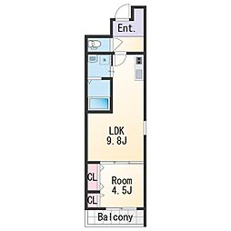 フジパレス市駅東ウエスト 2階1LDKの間取り