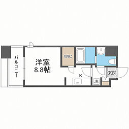 パークアクシス福岡県庁前 901 9階ワンルームの間取り