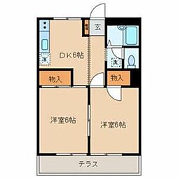ハイツニュータマA 2DKの間取図画像