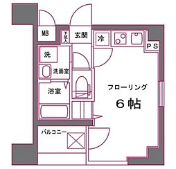 グリフィン・東銀座 8階ワンルームの間取り