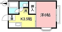 グリーンハイツ1 1Kの間取図画像
