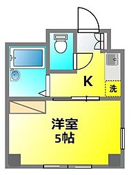 JR中央線 武蔵小金井駅 徒歩10分の賃貸マンション 3階1Kの間取り