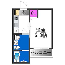 CRASTINE住吉大社 1Kの間取図画像