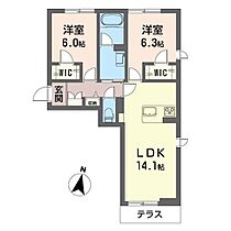 ミュゲ 00103 ｜ 山梨県甲斐市万才571-1（賃貸マンション2LDK・1階・61.59㎡） その2